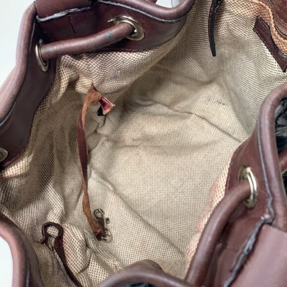 Dooney & Bourke Croc Embossed Leather Drawstring Shoulder Bag-Brown 10”W x 10”H - Picture 11 of 16